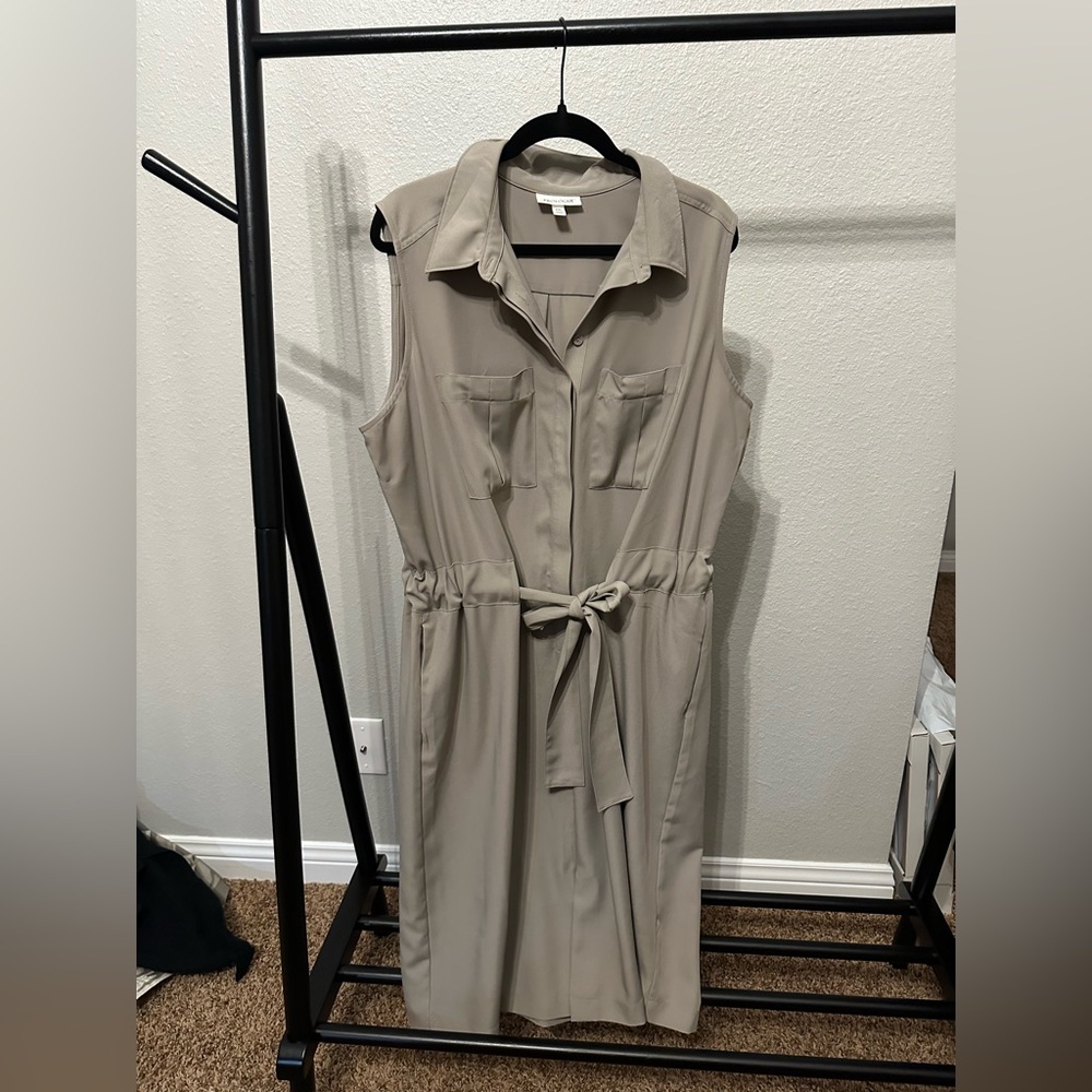 Midi Front Tie Button Up Vest Dress